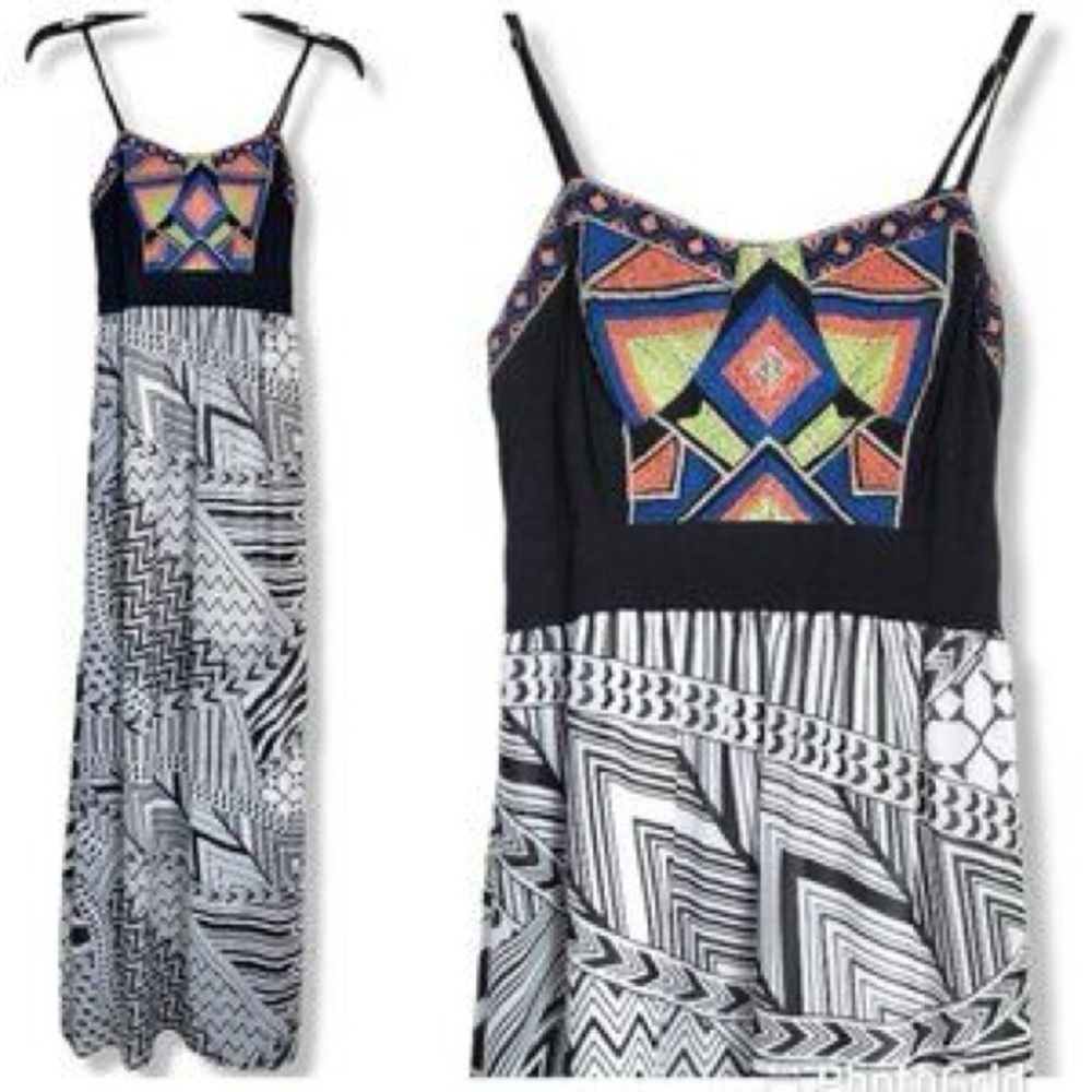 Black and White Patterned Maxi Dress